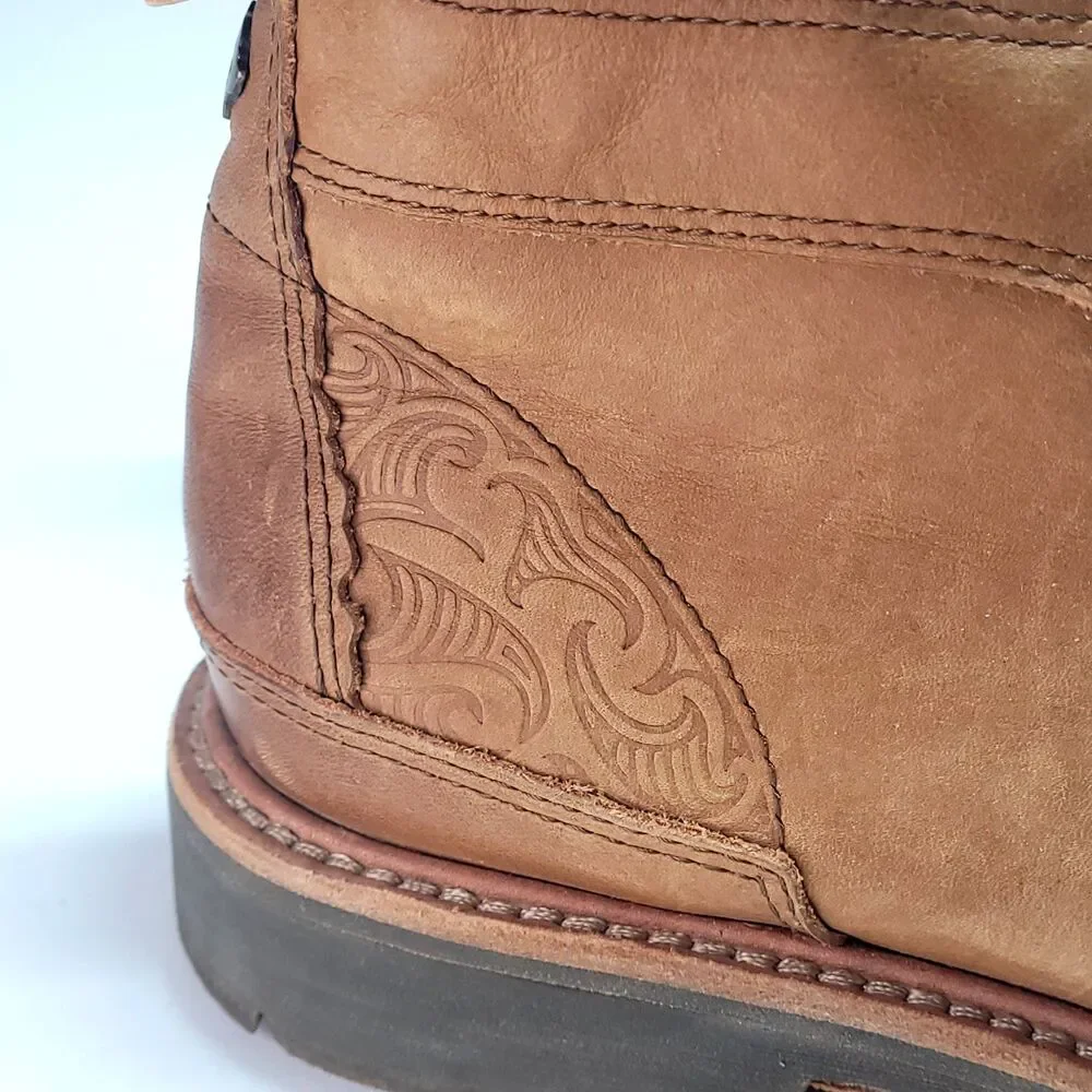 OluKai Mauna Iki leather Chukka boots US 9.5 distressed brown Ankle Wool‎ Lined